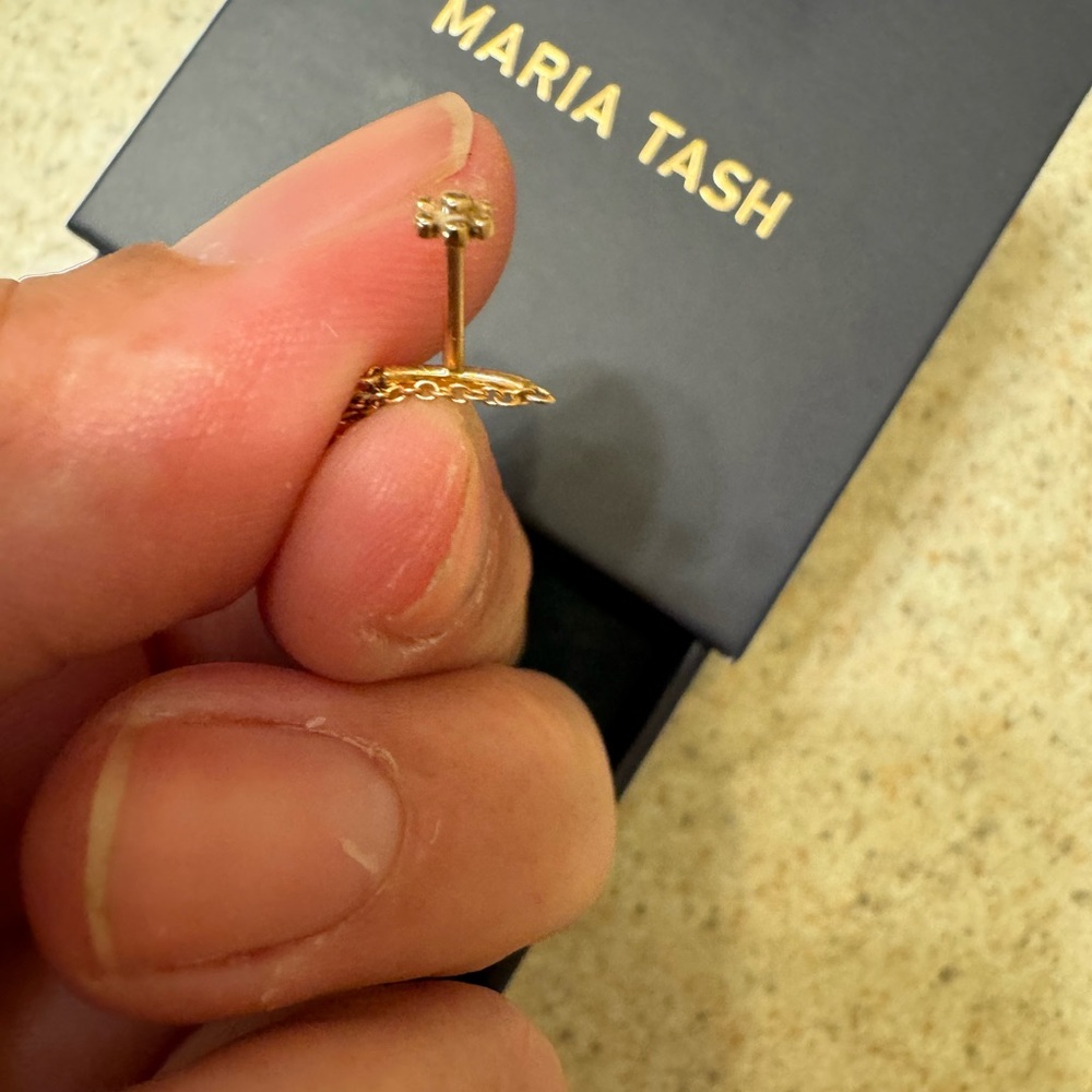 SOLD!! Maria Tash Prong Set Diamond Drape Threaded Stud Earring - Picture 11 of 12